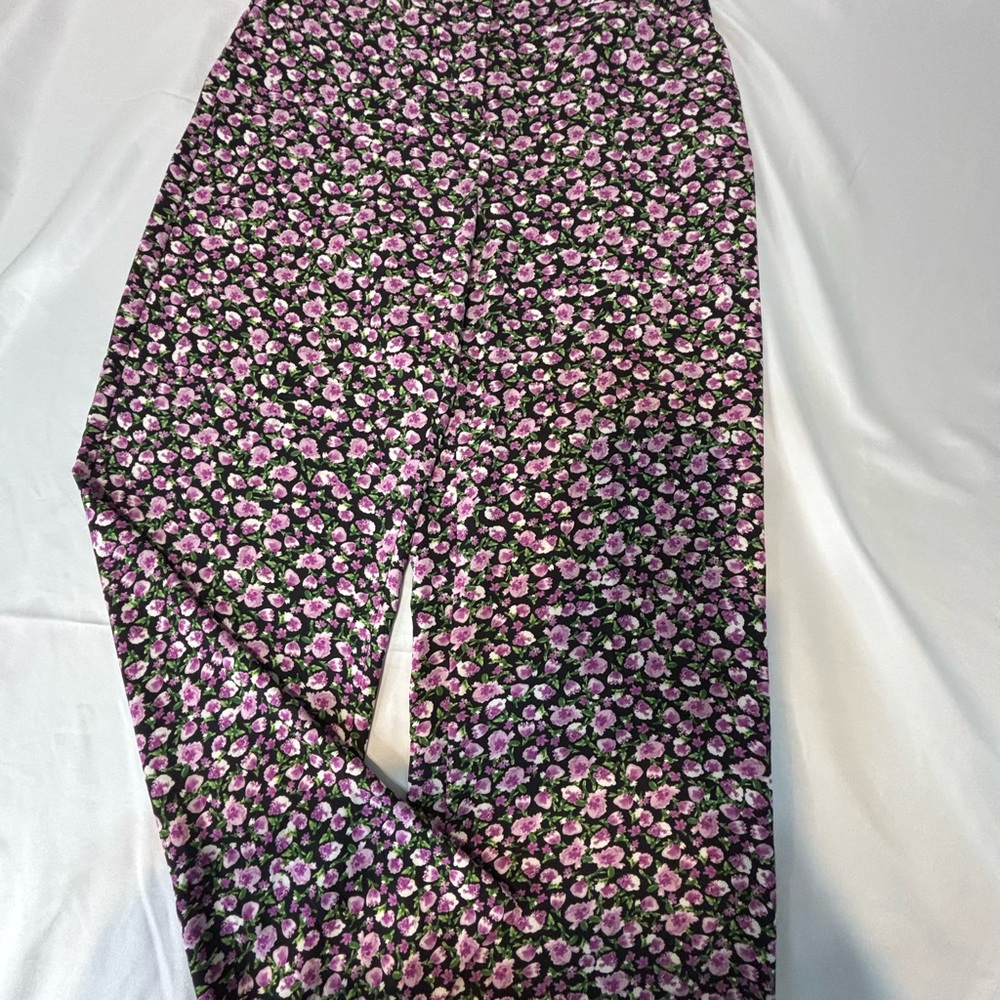 Zara Floral Print Pants - Black, Pink, Green